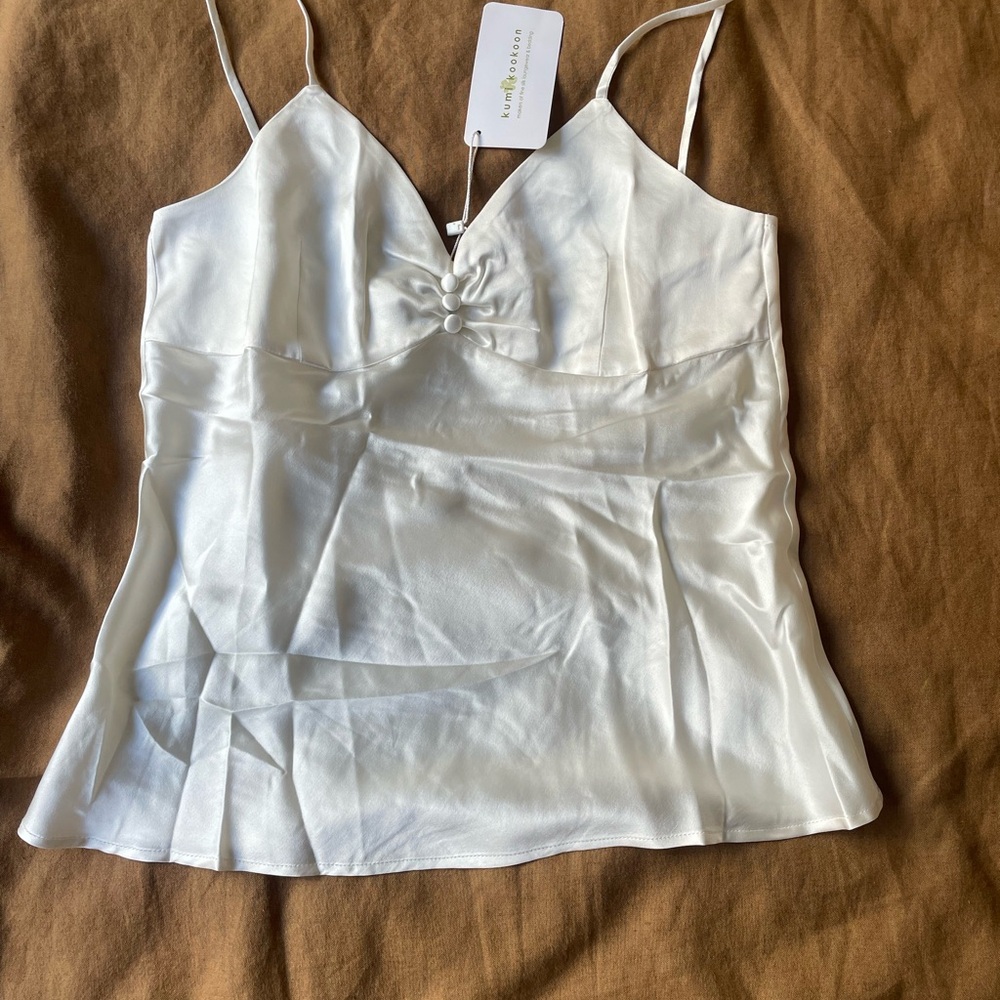Elegant White Satin Camisole